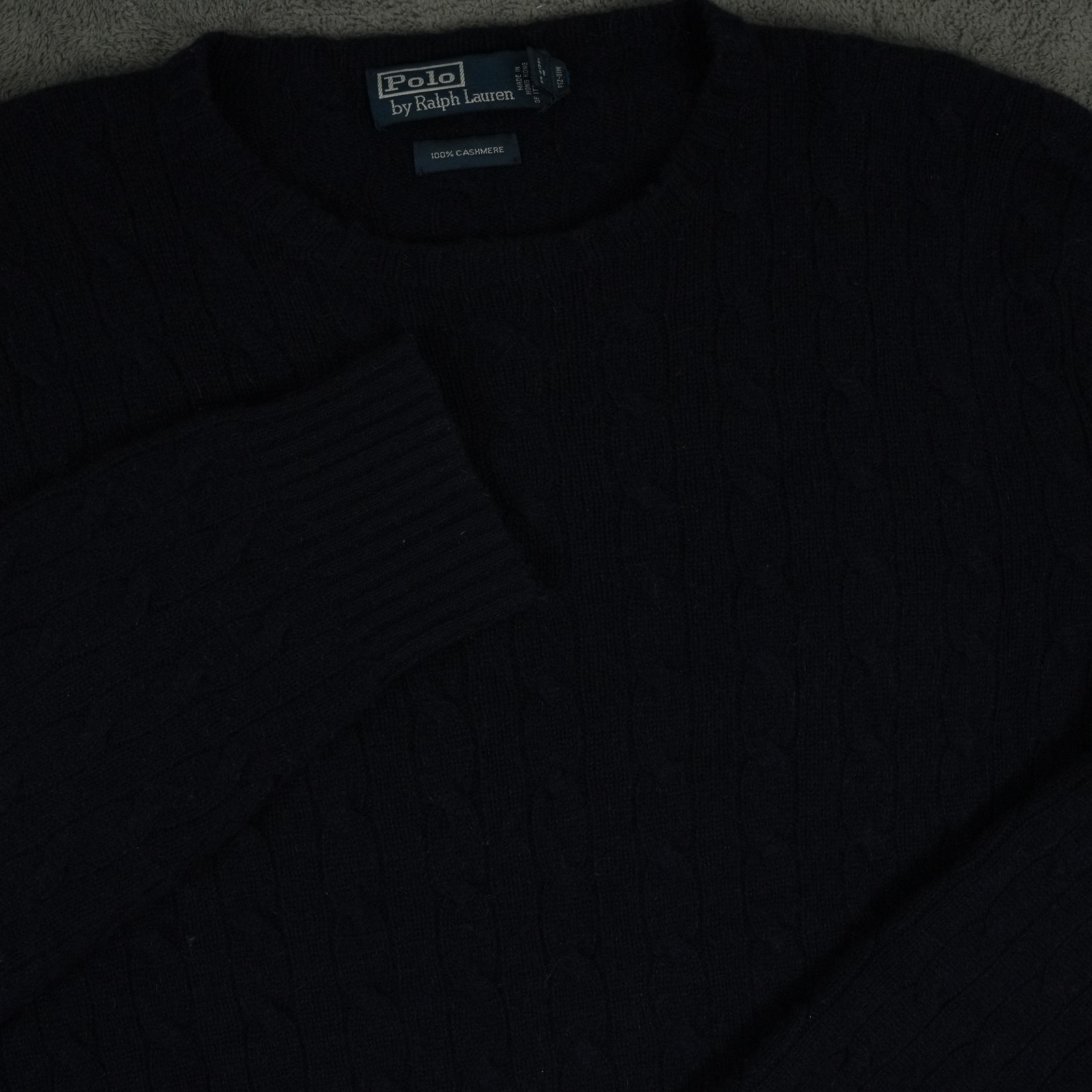 Vtg Polo Ralph Lauren Sweater Men Xl Navy Blue 100% Cashmere Cable Knit Crewneck